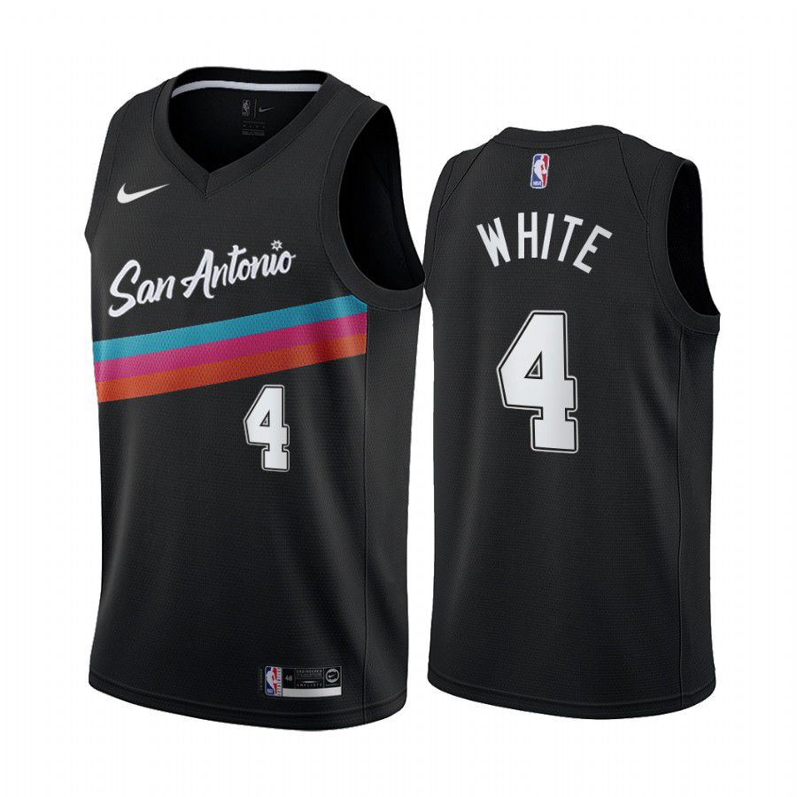 Men San Antonio Spurs 4 derrick white black city edition fiesta colors 2020 nba jersey